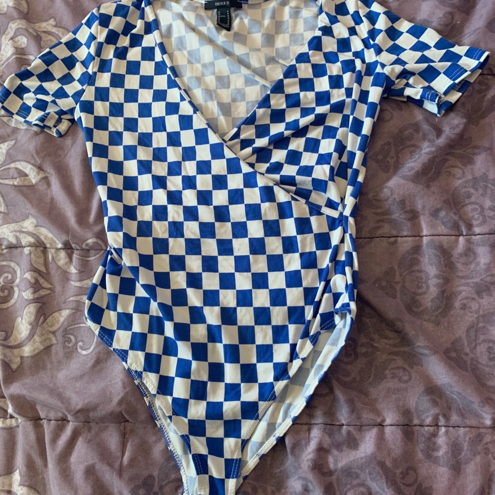 Checkered Blue Bodysuit
